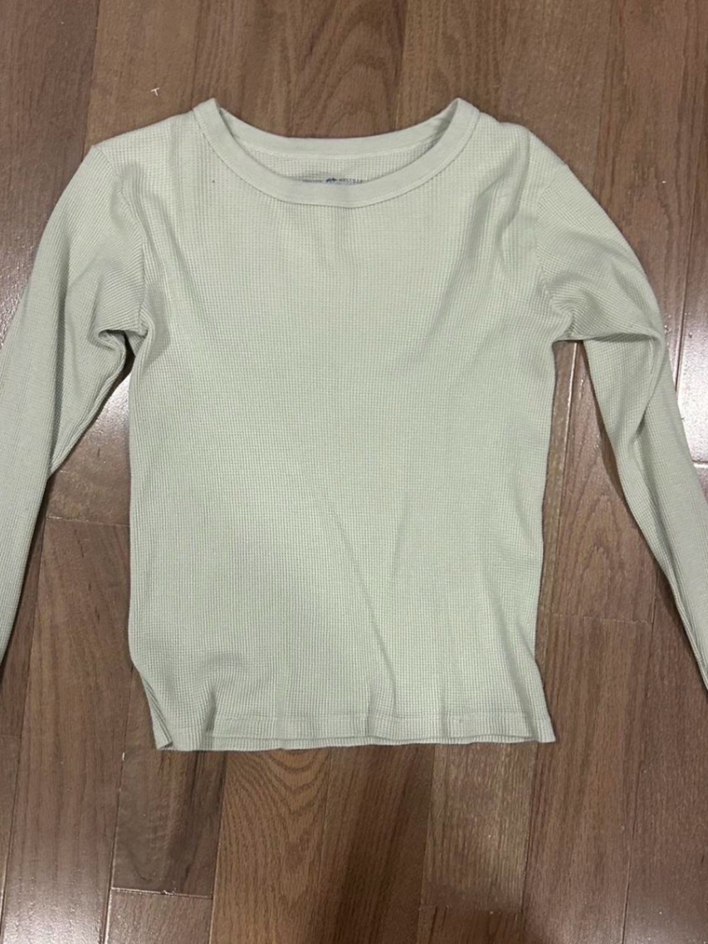 Brandy Melville Sage Waffle Knit Crew Top